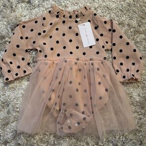 Reverie Threads Blush Pink Polka Dot Baby Dress - 9-12M